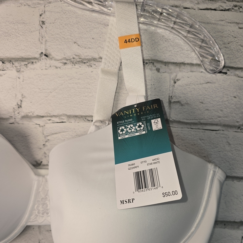 VANITY FAIR FULL FIGURE BEAUTY BACK SMOOTHING UNDERWIRE BRA WHITE NWT 44DD - Picture 2 of 5